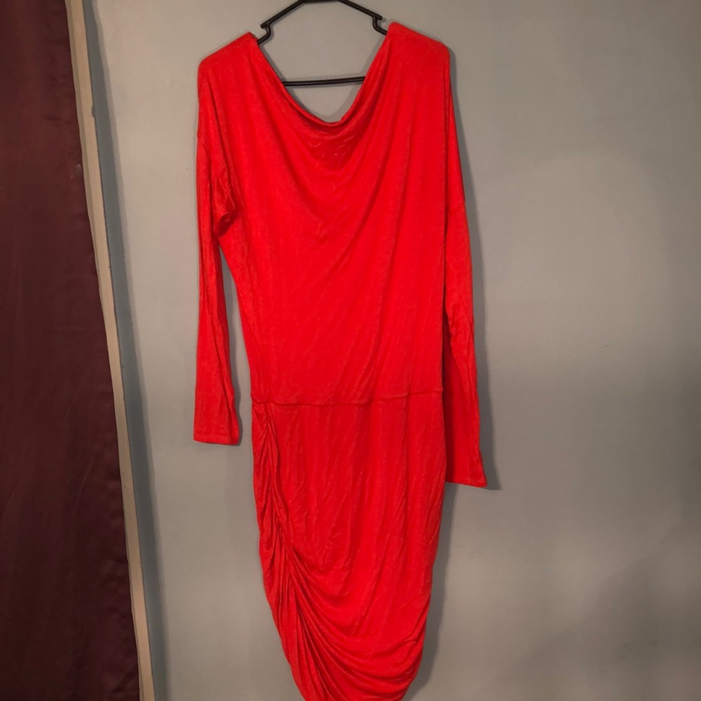 Orangish pink dress long and fitting